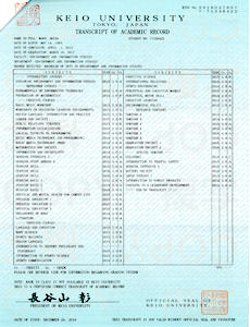 Certificado de notas de una universidad de Japón. Traducción Jurada de Japonés a Castellano.