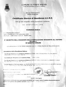 Certificado de Residencia en Roma, Italia (Certificado de Empadronamiento o Padron). Traducción Jurada de Italiano a Español.