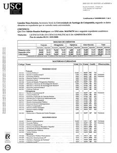 Expediente académico de notas y calificaciones emitido en gallego por una escuela de Galicia. Traducción Jurada de Gallego a Castellano.