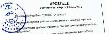 Apostilla de la Haya emitida en Turquia, en Turco.